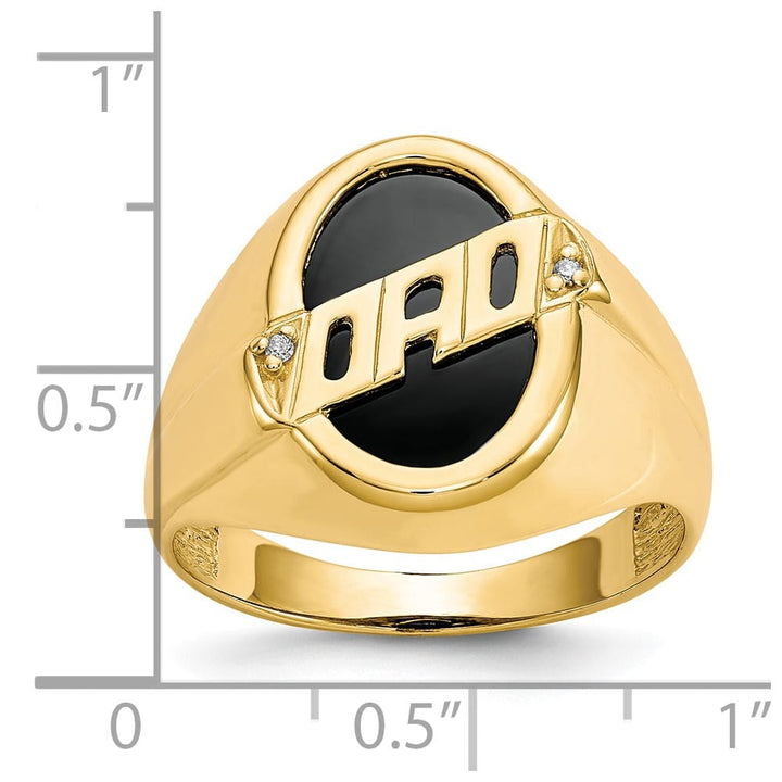 14k Yellow Gold Oval Onyx and Diamond Dad Men's Ring