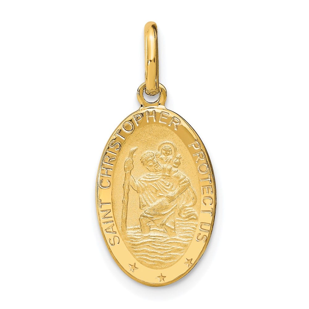 14K Yellow Gold Oval St. Christopher 18.3 mm x 10.8 mm Pendant