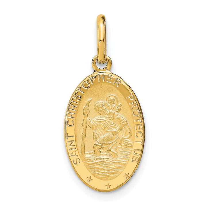 14K Yellow Gold Oval St. Christopher 18.3 mm x 10.8 mm Pendant