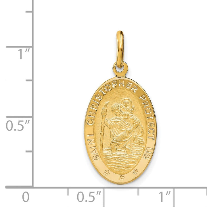 14K Yellow Gold Oval St. Christopher 22 mm x 13.2 mm Pendant