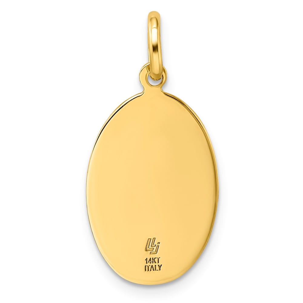 14K Yellow Gold Oval St. Christopher 22 mm x 13.2 mm Pendant