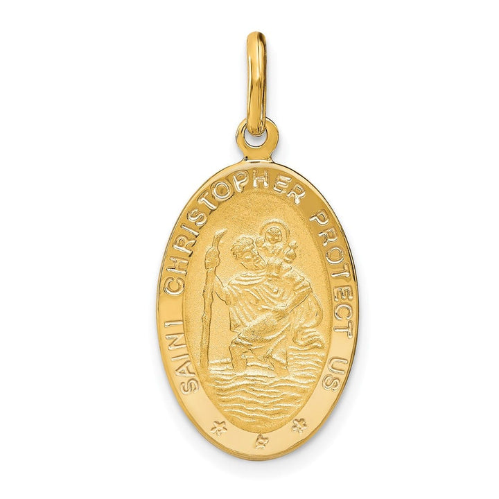 14K Yellow Gold Oval St. Christopher 22 mm x 13.2 mm Pendant