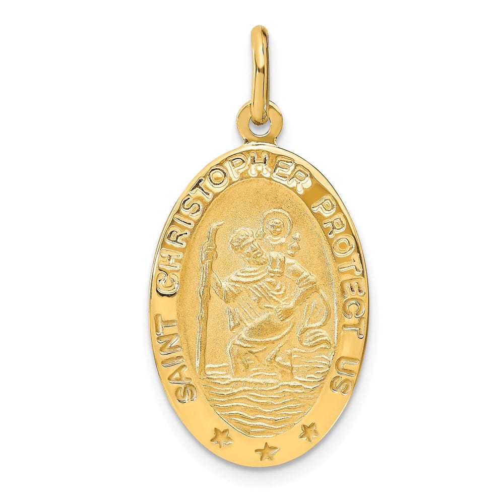 14K Yellow Gold Oval St. Christopher 25.42 mm x 15.2 mm Pendant