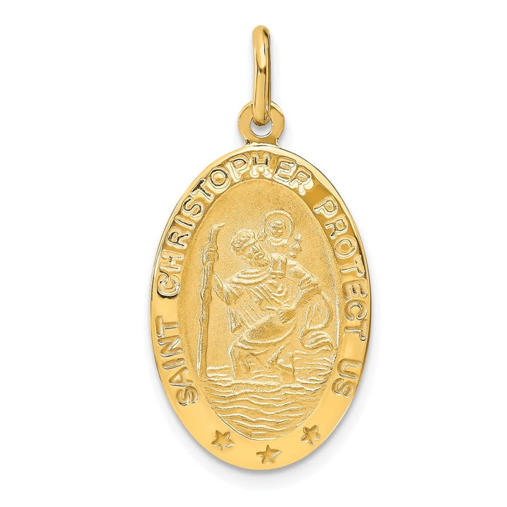 14K Yellow Gold Oval St. Christopher 25.42 mm x 15.2 mm Pendant