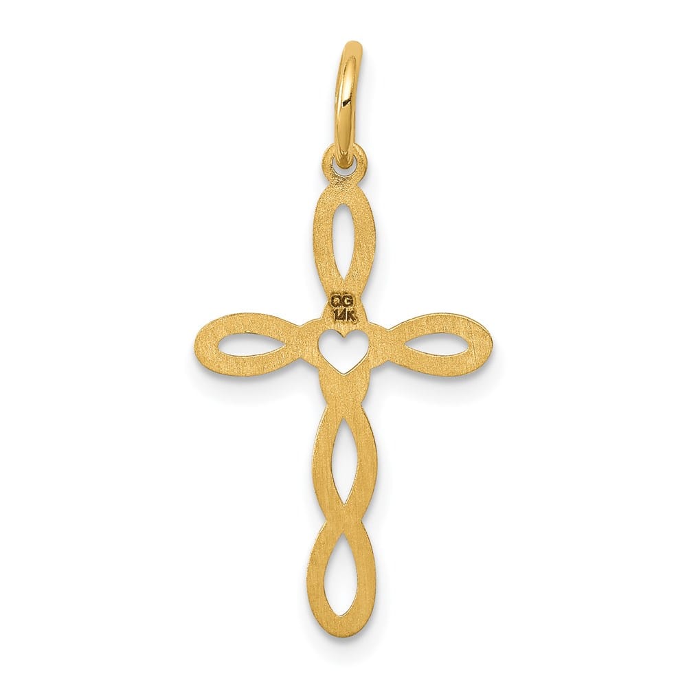 14K Yellow Gold Passion Designed Cross Pendant 27mm, view 4 of 4