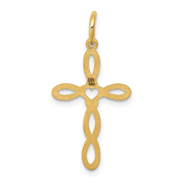 14K Yellow Gold Passion Designed Cross Pendant 27mm, view 4 of 4