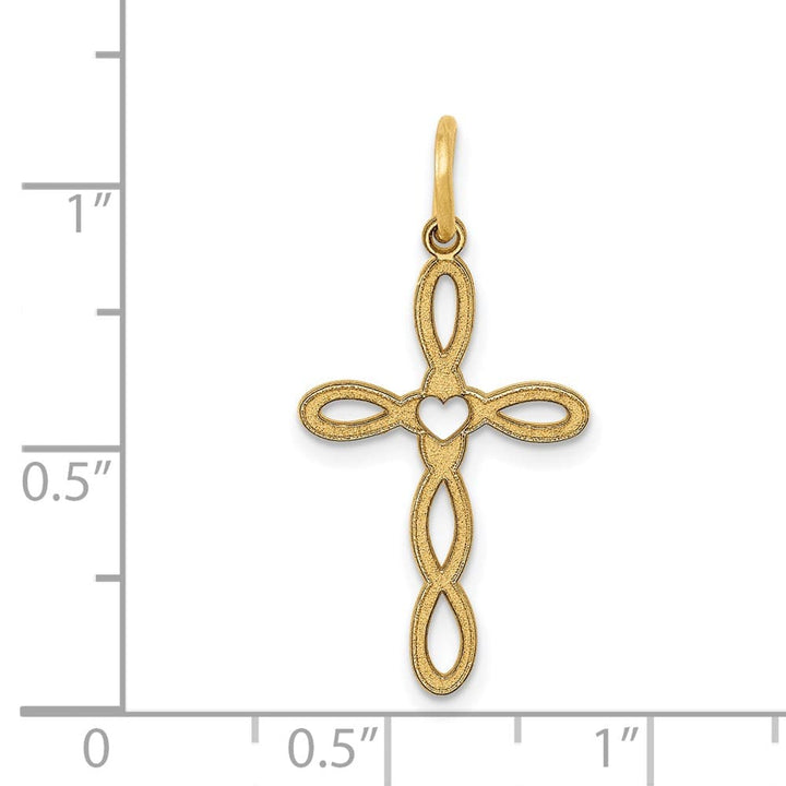 14K Yellow Gold Passion Designed Cross Pendant 27mm, view 3 of 4
