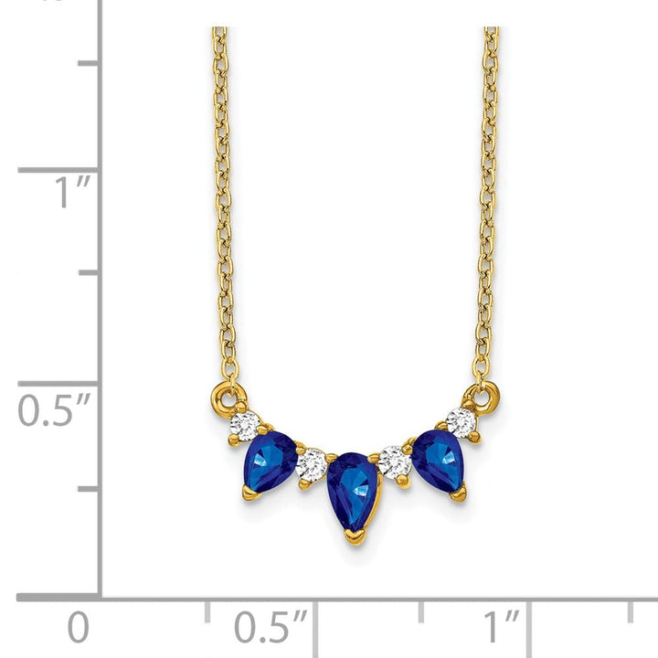 14K Yellow Gold Pear Sapphire and Diamond 18 inch Necklace