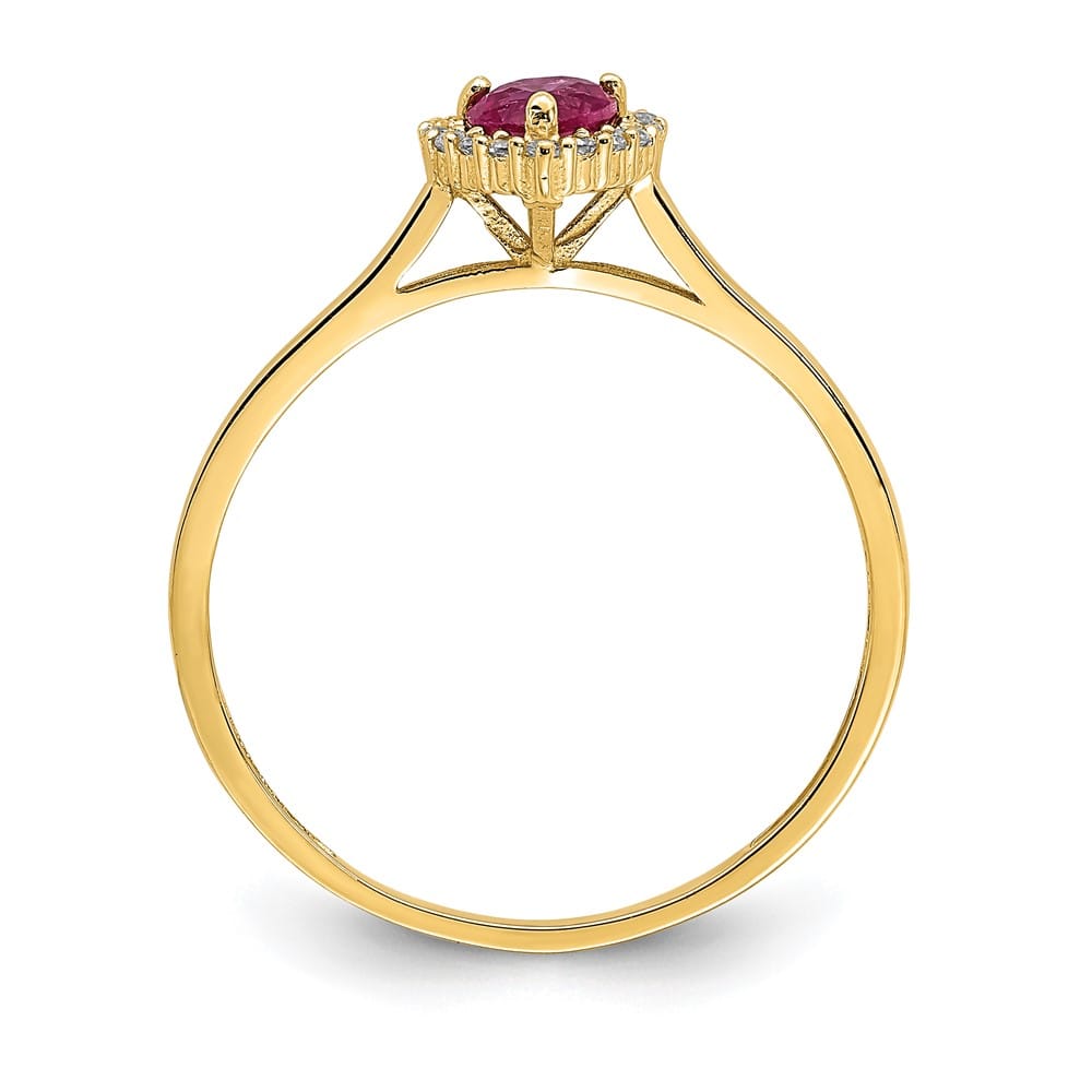 14k Yellow Gold Pink and Clear CZ Halo Heart Ring