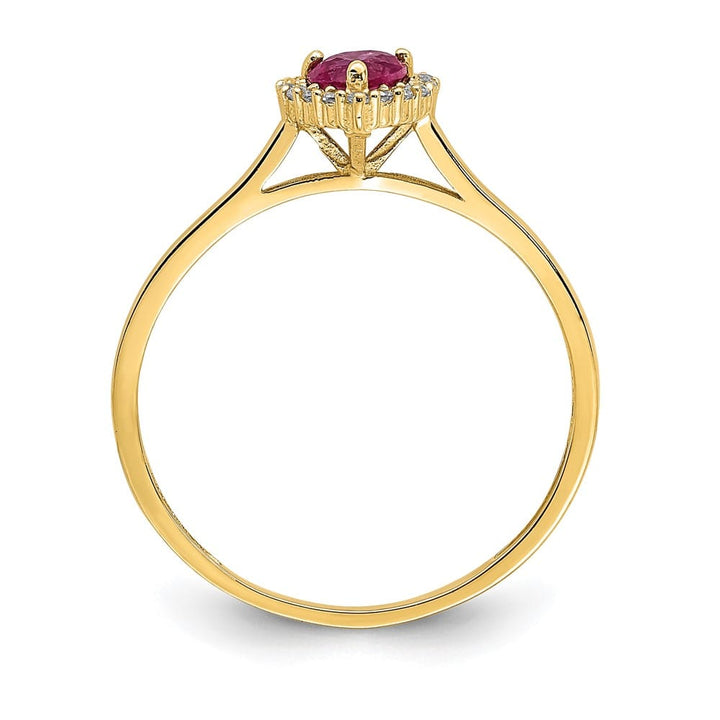 14k Yellow Gold Pink and Clear CZ Halo Heart Ring