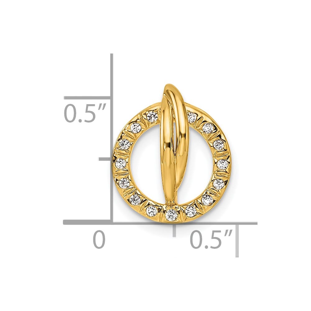 14K Yellow Gold Polished 1/10 ct Diamond Open Circle Chain Slide