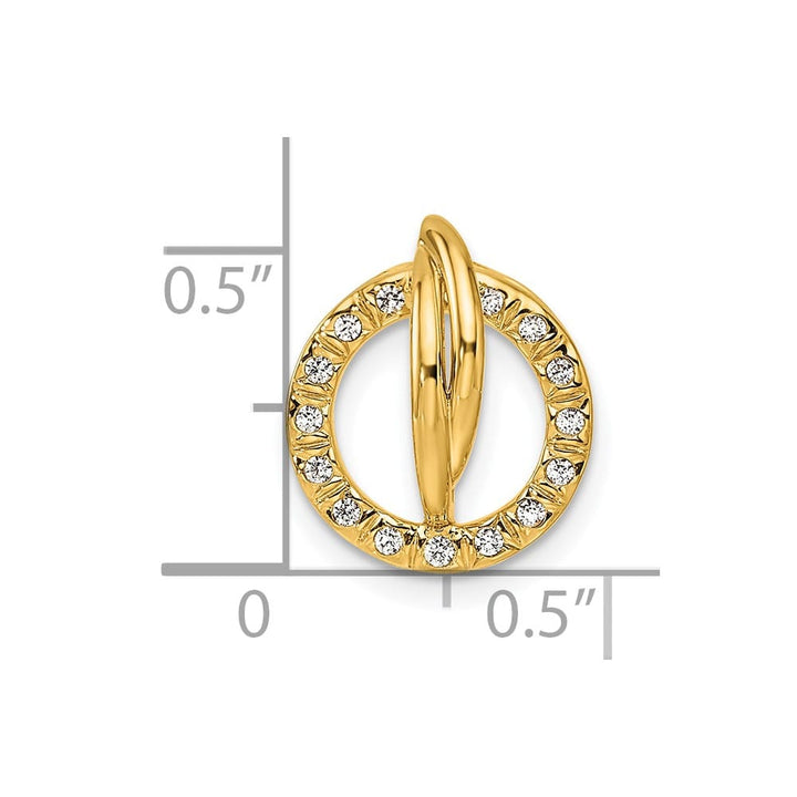 14K Yellow Gold Polished 1/10 ct Diamond Open Circle Chain Slide