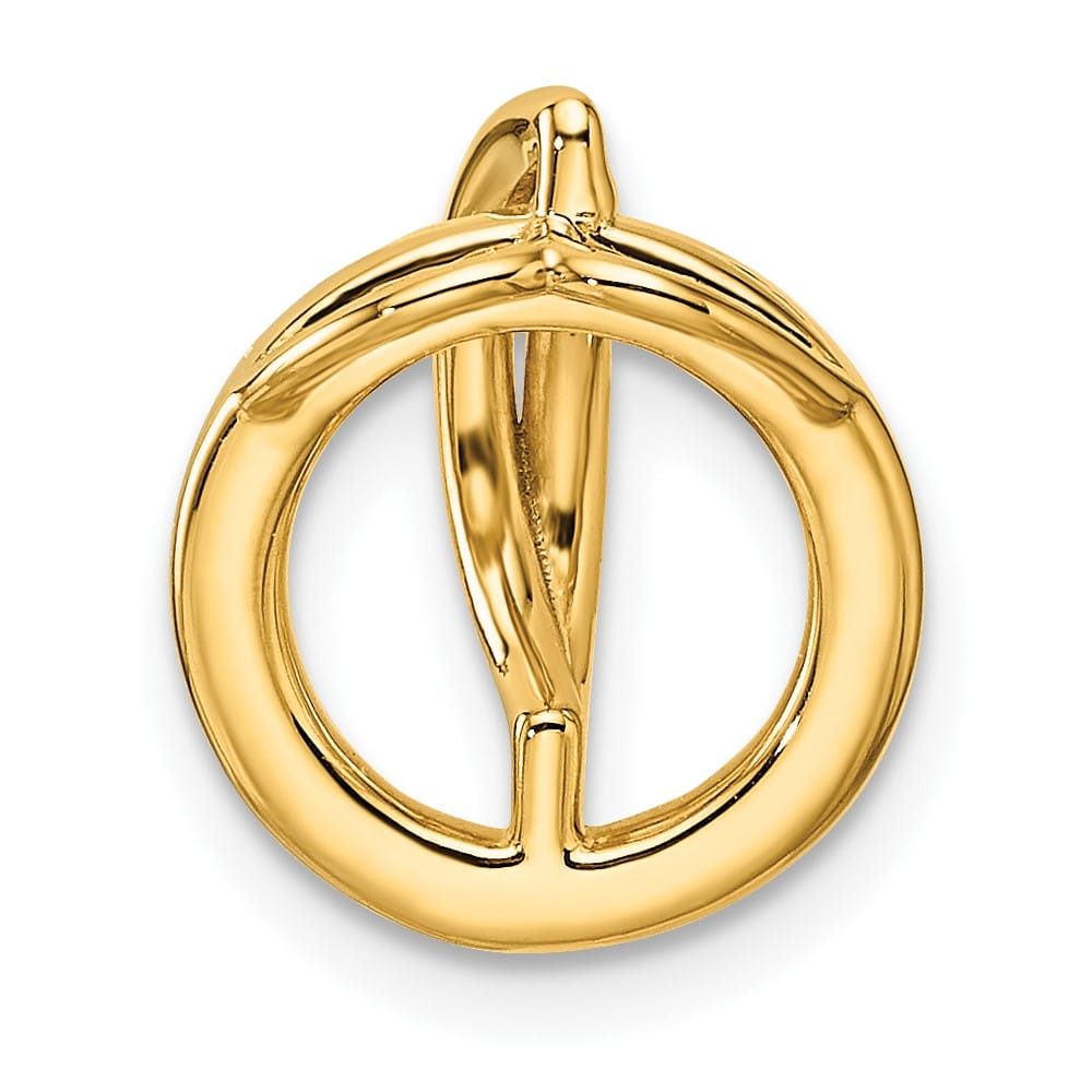 14K Yellow Gold Polished 1/10 ct Diamond Open Circle Chain Slide