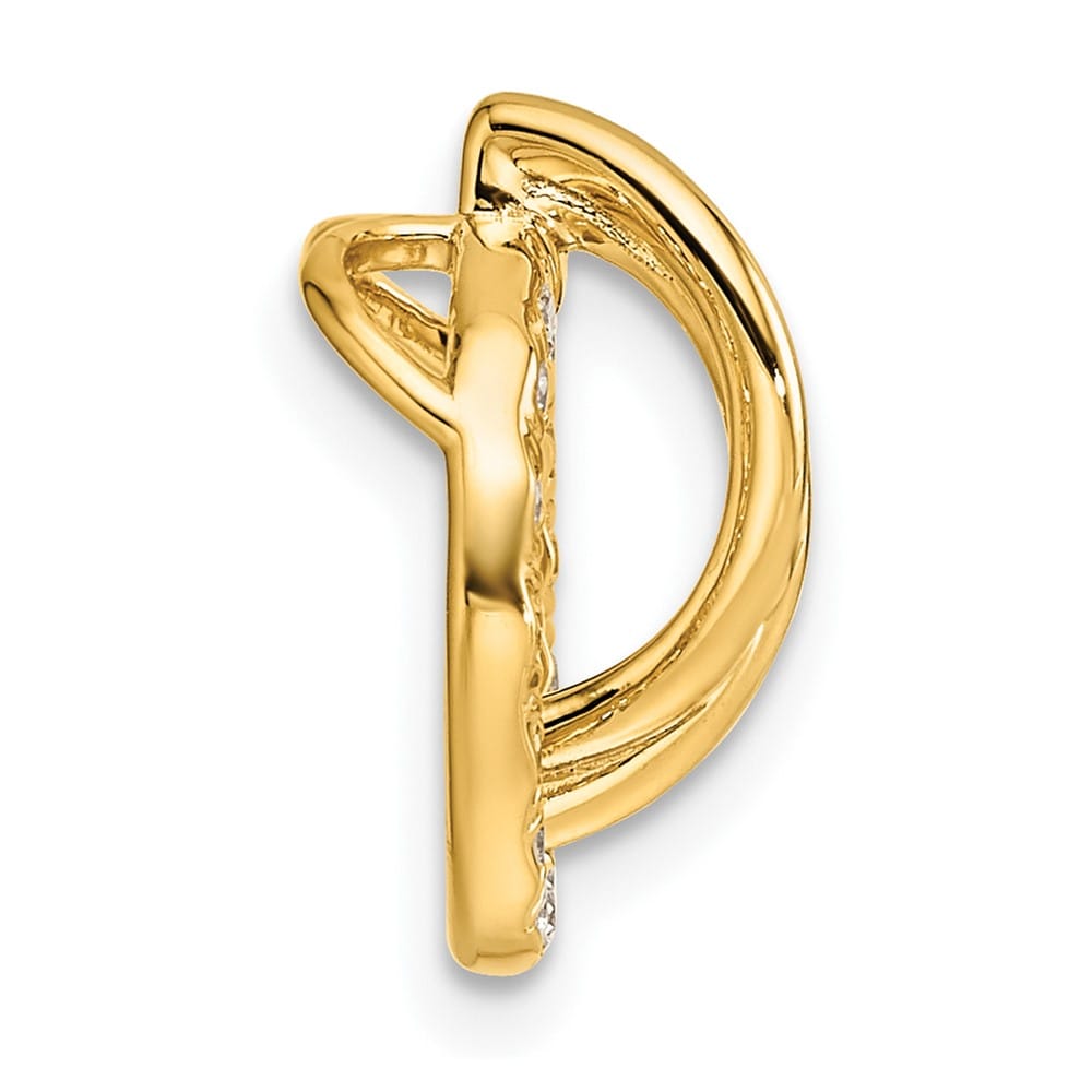 14K Yellow Gold Polished 1/10 ct Diamond Open Circle Chain Slide