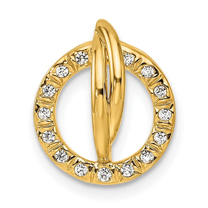 14K Yellow Gold Polished 1/10 ct Diamond Open Circle Chain Slide