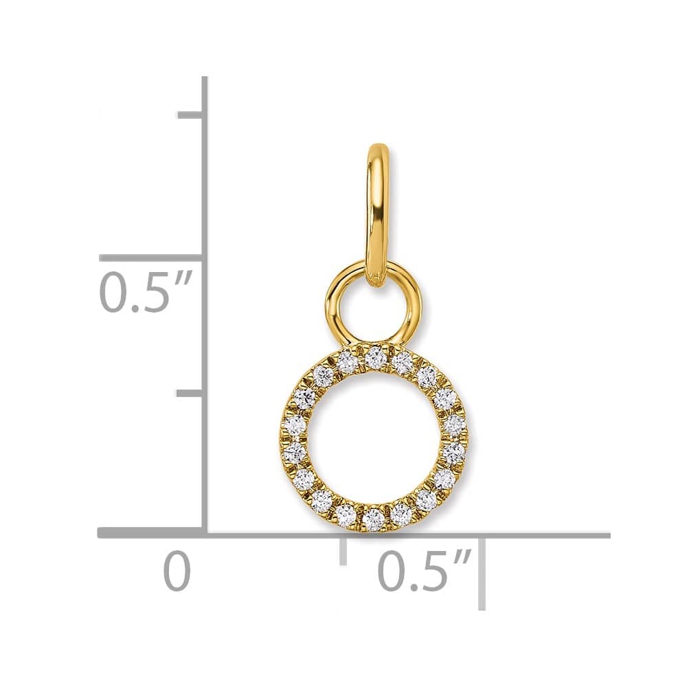 14K Yellow Gold Polished 1/10 ct Diamond Open Circle Charm