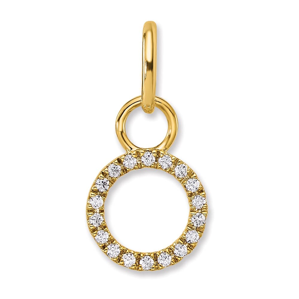 14K Yellow Gold Polished 1/10 ct Diamond Open Circle Charm