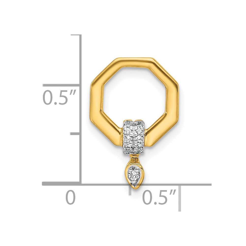 14K Yellow Gold Polished 1/15 Carat Diamond Octagon Chain Slide