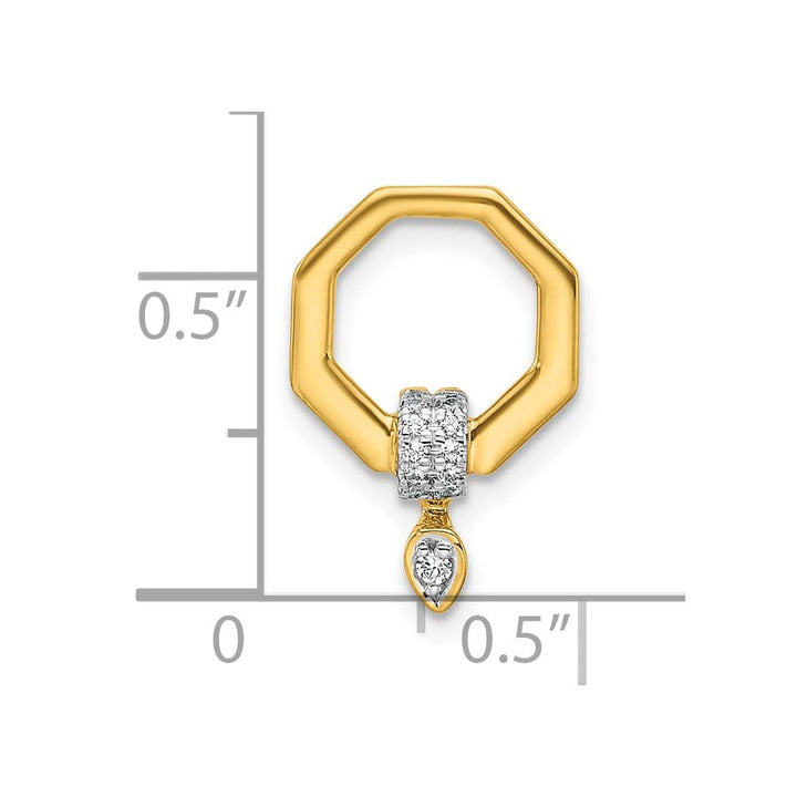 14K Yellow Gold Polished 1/15 Carat Diamond Octagon Chain Slide