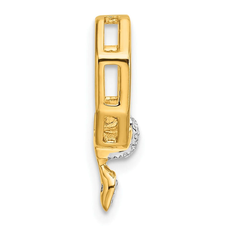 14K Yellow Gold Polished 1/15 Carat Diamond Octagon Chain Slide