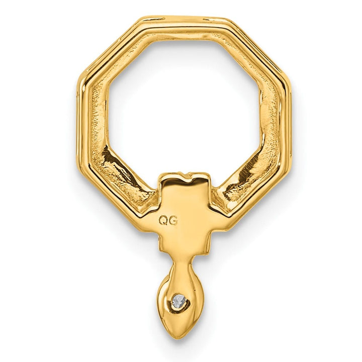 14K Yellow Gold Polished 1/15 Carat Diamond Octagon Chain Slide
