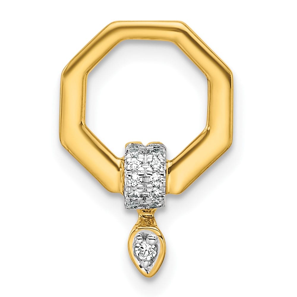 14K Yellow Gold Polished 1/15 Carat Diamond Octagon Chain Slide