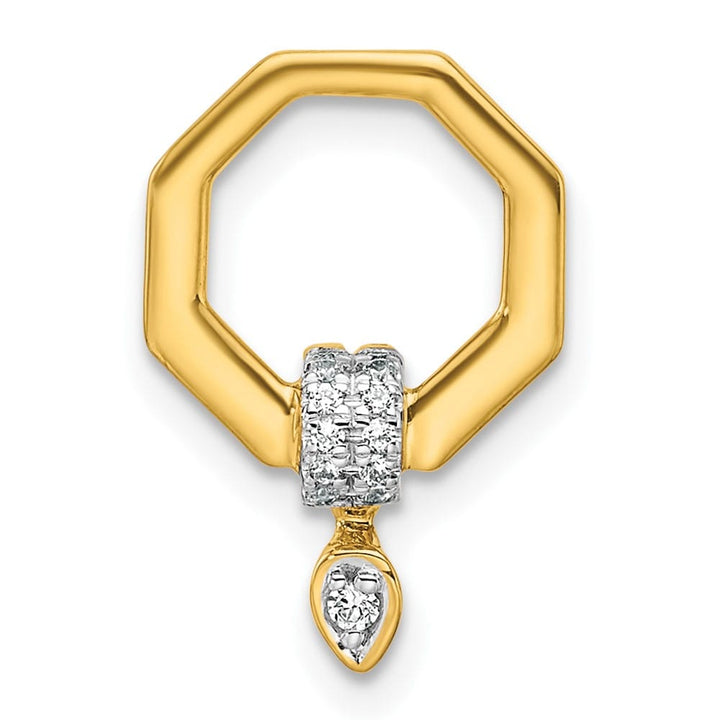 14K Yellow Gold Polished 1/15 Carat Diamond Octagon Chain Slide