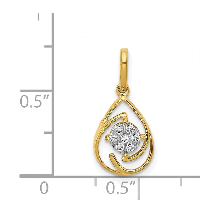 14K Yellow Gold Polished 1/15 ct Diamond Teardrop Slide