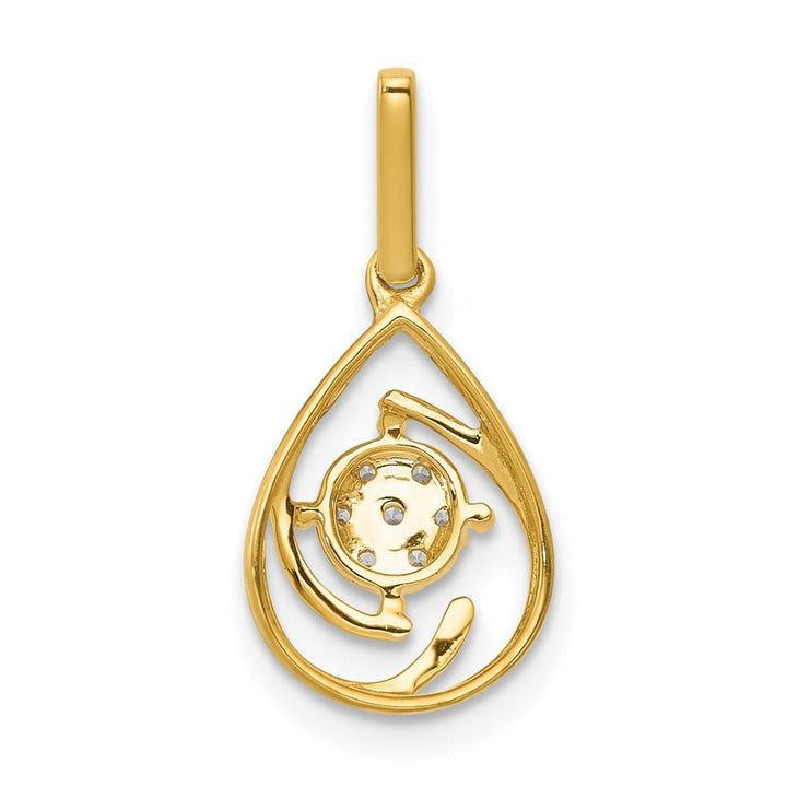 14K Yellow Gold Polished 1/15 ct Diamond Teardrop Slide