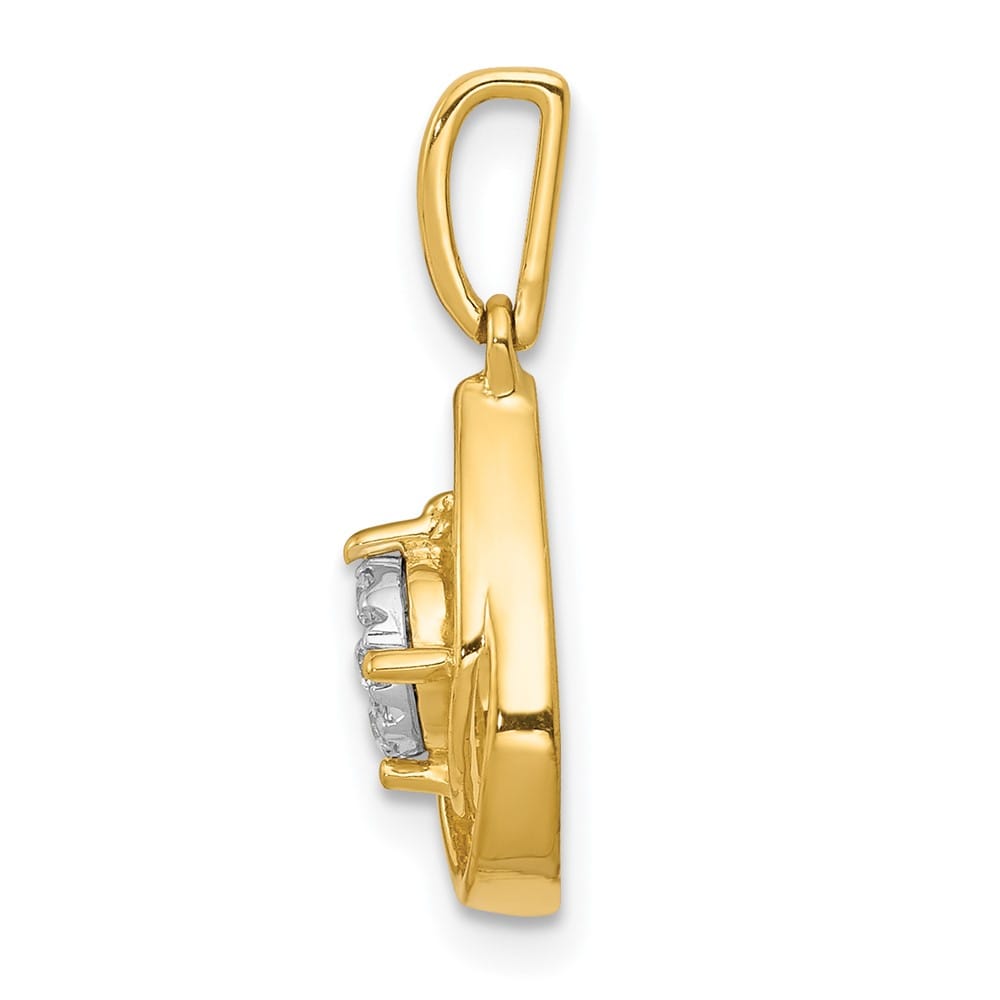 14K Yellow Gold Polished 1/15 ct Diamond Teardrop Slide
