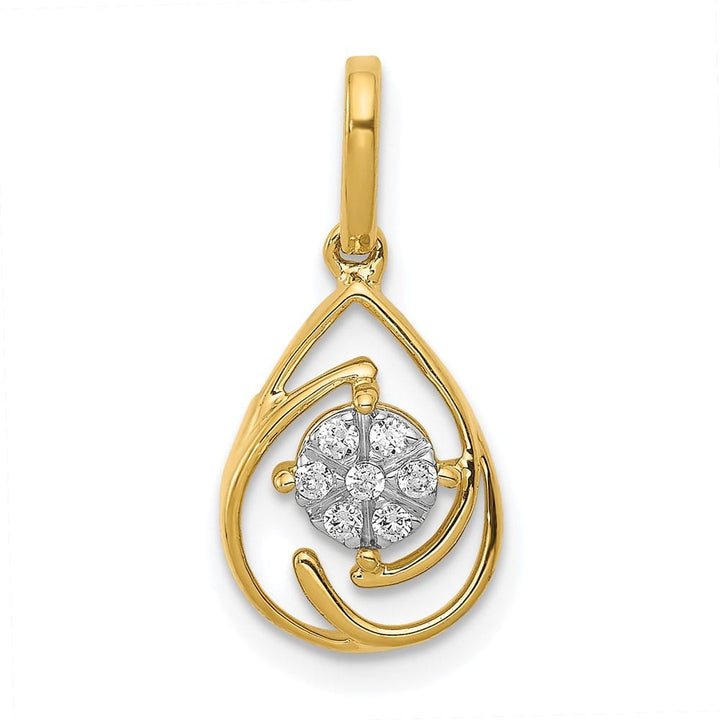 14K Yellow Gold Polished 1/15 ct Diamond Teardrop Slide