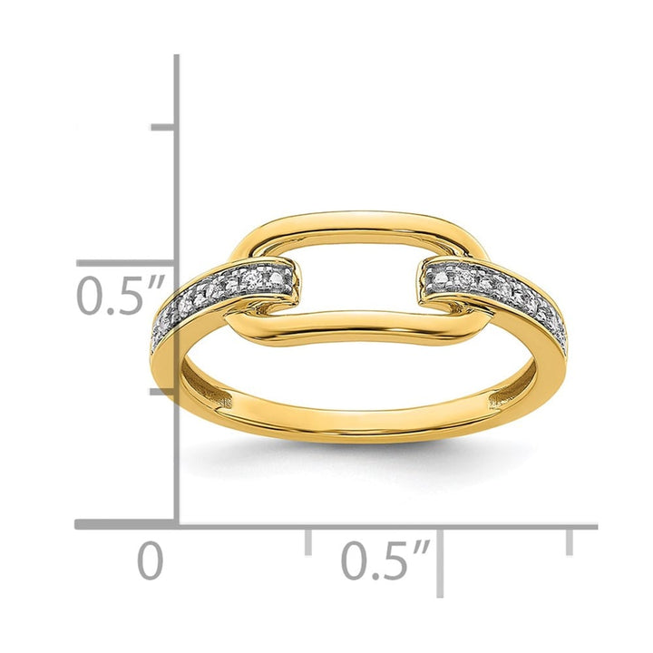 14k Yellow Gold Polished 1/20 Carat Diamond Link Fashion Ring Ladies Stock Size 7 Ring Are Refundable