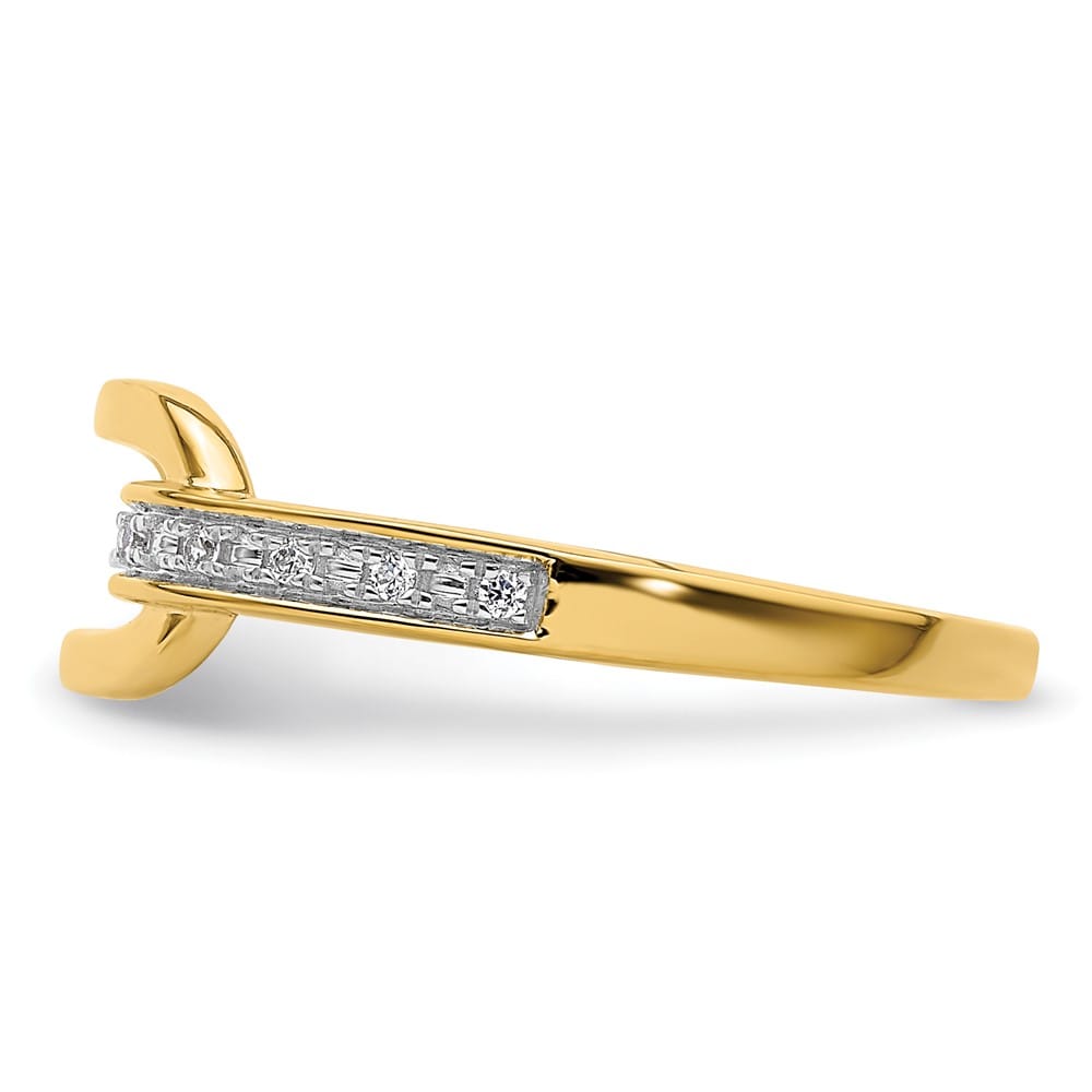 14k Yellow Gold Polished 1/20 Carat Diamond Link Fashion Ring Ladies Stock Size 7 Ring Are Refundable