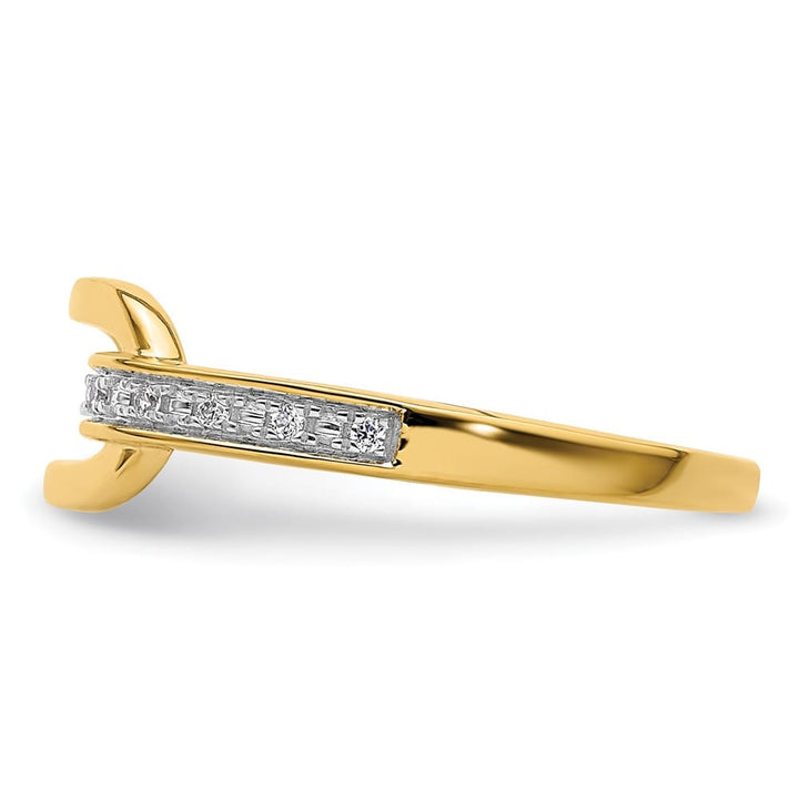 14k Yellow Gold Polished 1/20 Carat Diamond Link Fashion Ring Ladies Stock Size 7 Ring Are Refundable