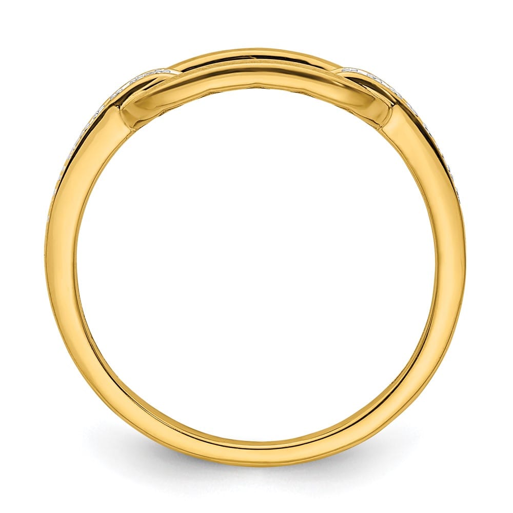14k Yellow Gold Polished 1/20 Carat Diamond Link Fashion Ring Ladies Stock Size 7 Ring Are Refundable