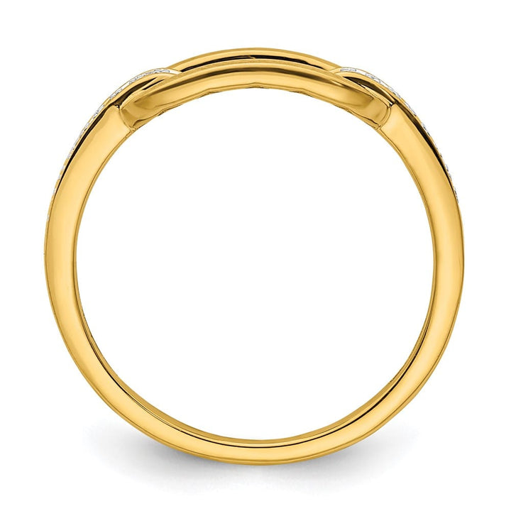 14k Yellow Gold Polished 1/20 Carat Diamond Link Fashion Ring Ladies Stock Size 7 Ring Are Refundable