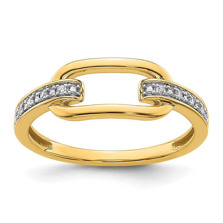 14k Yellow Gold Polished 1/20 Carat Diamond Link Fashion Ring Ladies Stock Size 7 Ring Are Refundable