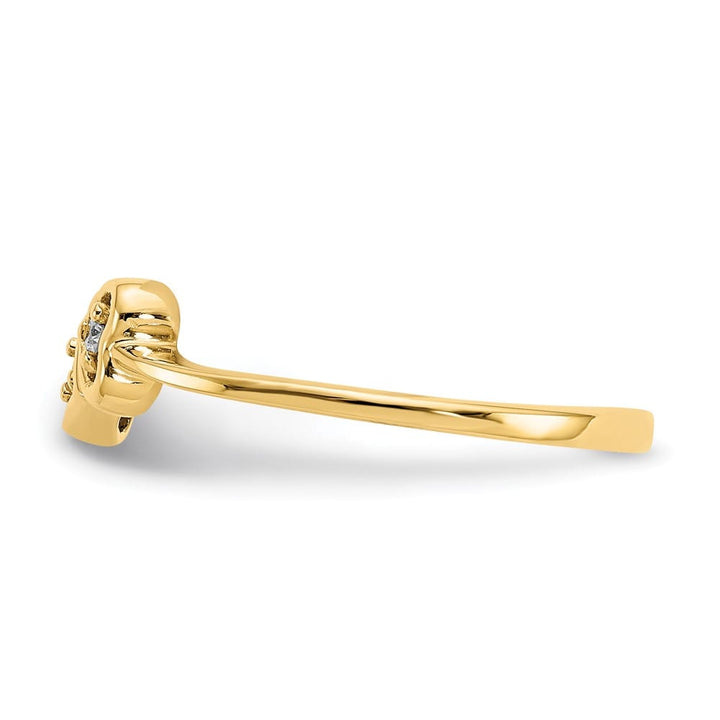 14k Yellow Gold Polished 1/20 Carat VS2/SI1 Diamond Two Hearts Ring