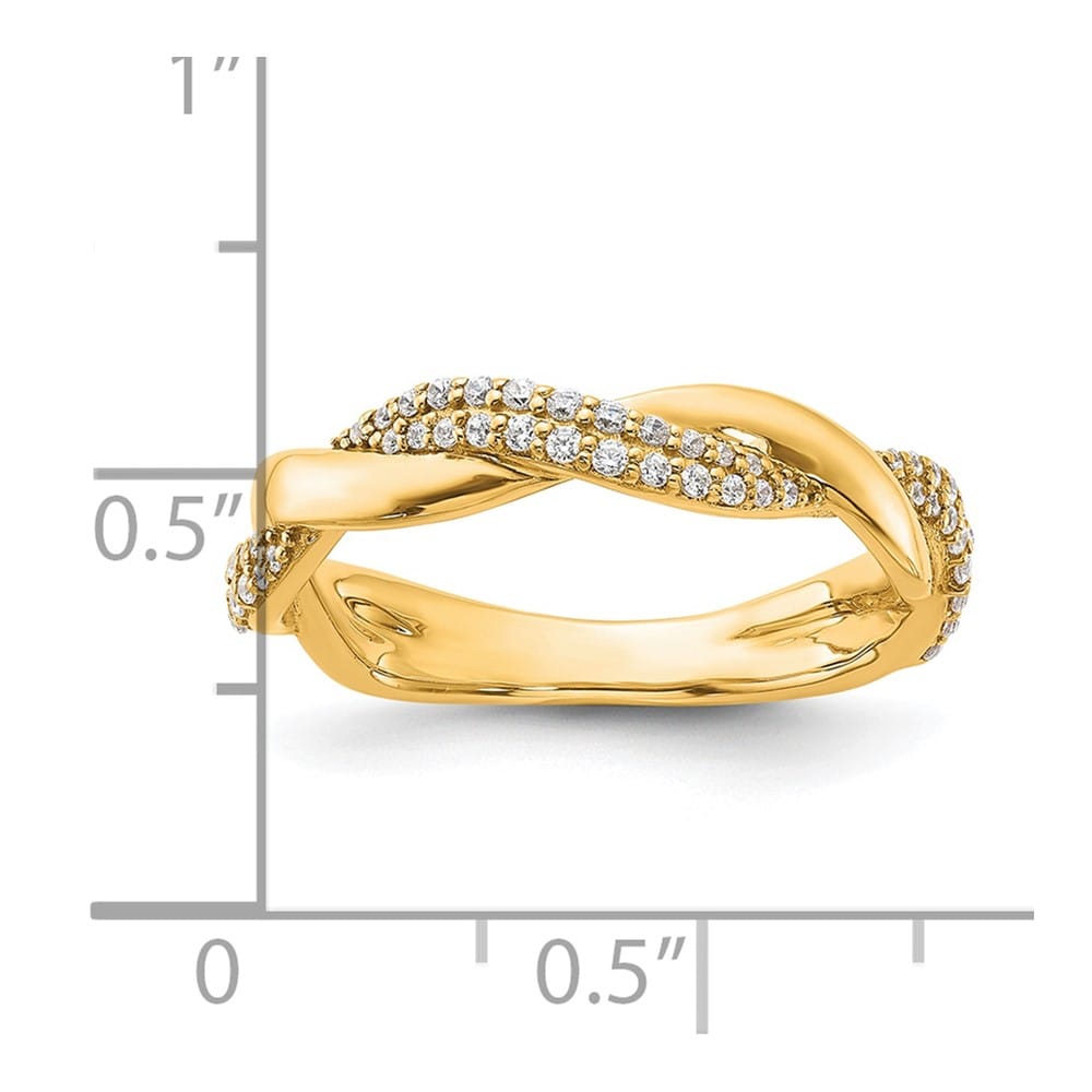 14k Yellow Gold Polished 1/4 Carat Diamond Twist Fashion Ring Ladies Stock Size 7 Ring Are Refundable