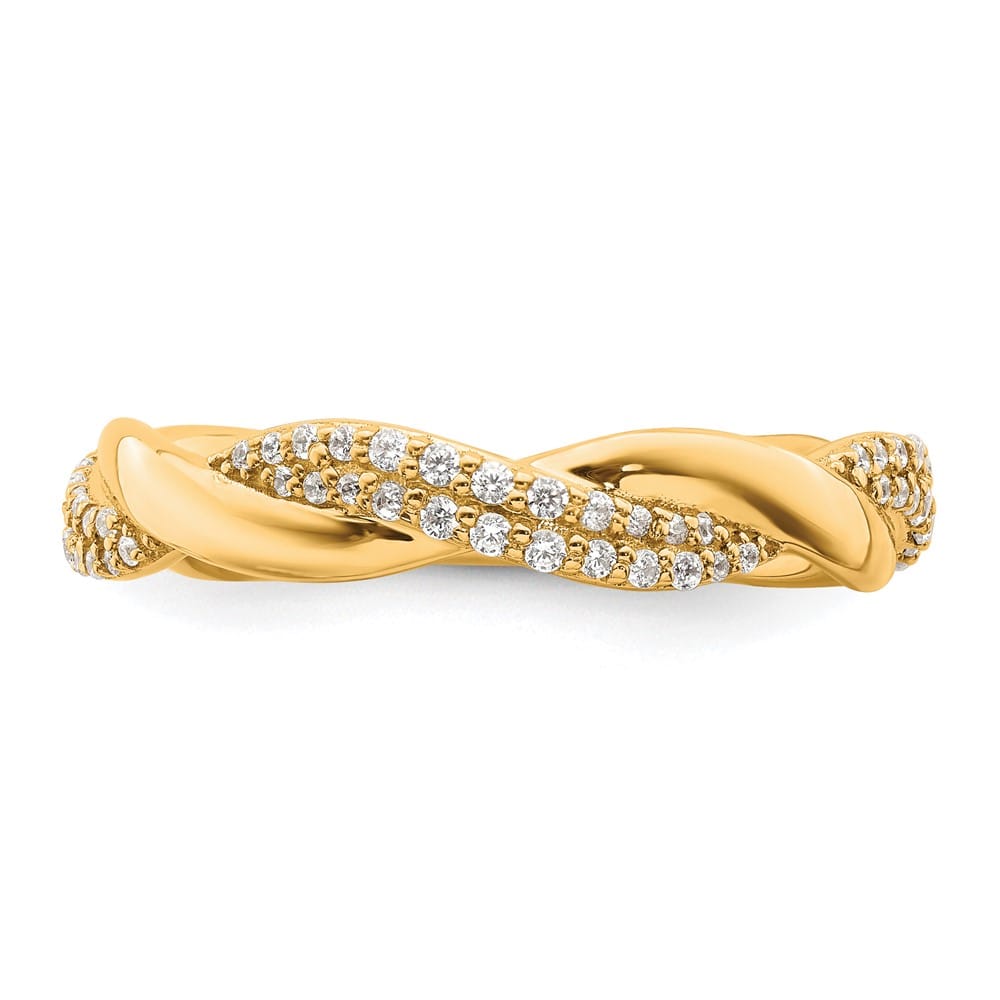 14k Yellow Gold Polished 1/4 Carat Diamond Twist Fashion Ring Ladies Stock Size 7 Ring Are Refundable