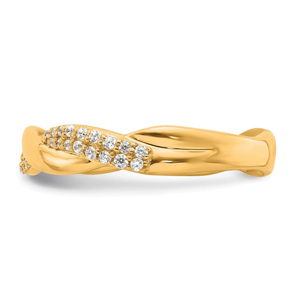 14k Yellow Gold Polished 1/4 Carat Diamond Twist Fashion Ring Ladies Stock Size 7 Ring Are Refundable