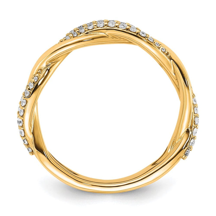 14k Yellow Gold Polished 1/4 Carat Diamond Twist Fashion Ring Ladies Stock Size 7 Ring Are Refundable
