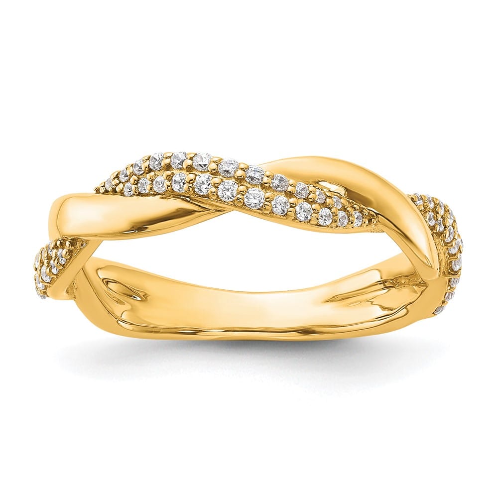 14k Yellow Gold Polished 1/4 Carat Diamond Twist Fashion Ring Ladies Stock Size 7 Ring Are Refundable