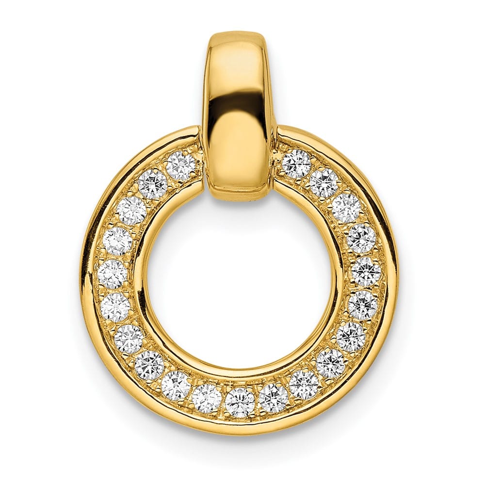 14K Yellow Gold Polished 1/4 ct Diamond Circle Chain Slide
