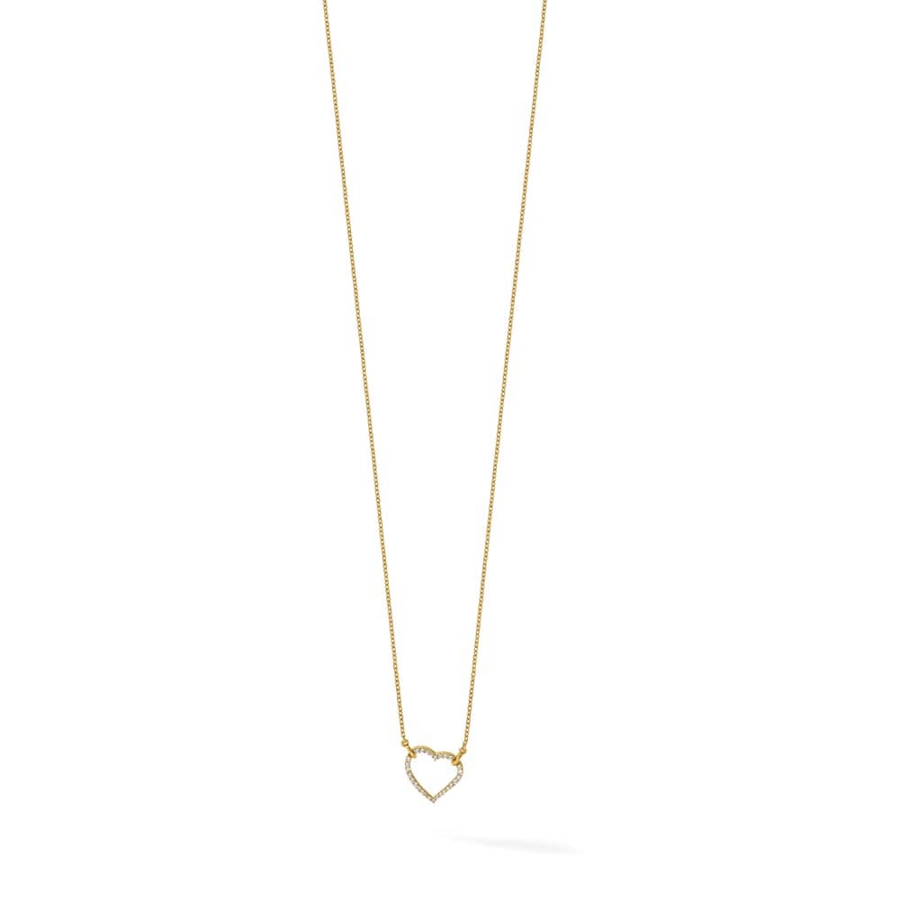 14K Yellow Gold Polished 1/5 carat Diamond Heart 18 inch Necklace
