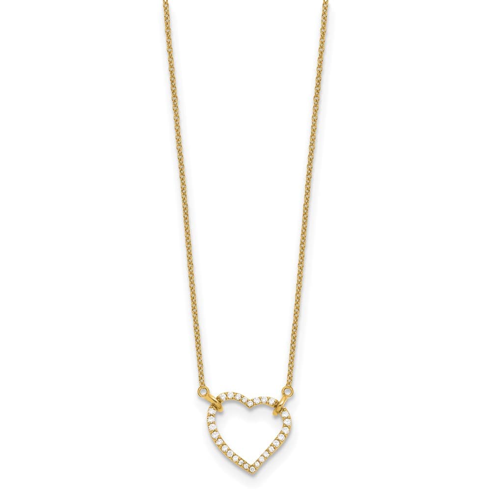 14K Yellow Gold Polished 1/5 carat Diamond Heart 18 inch Necklace