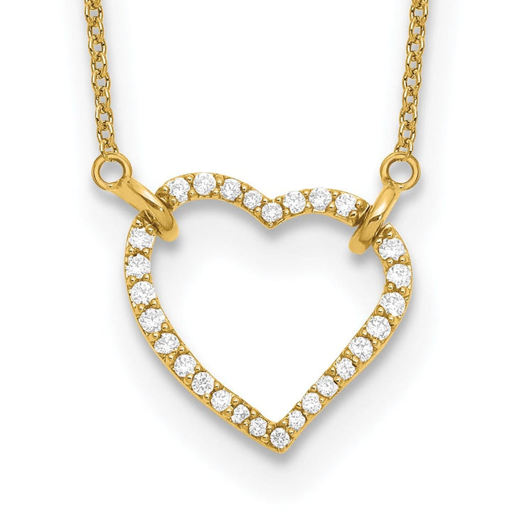 14K Yellow Gold Polished 1/5 carat Diamond Heart 18 inch Necklace