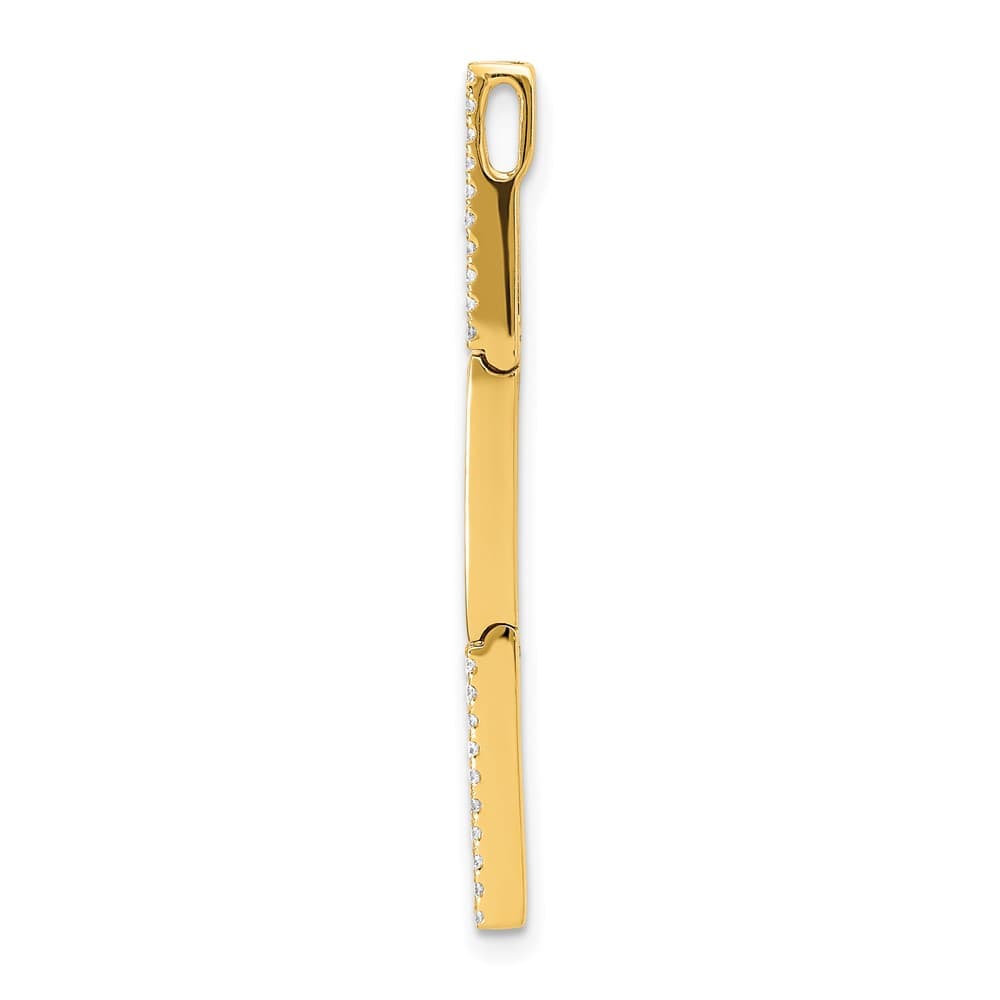 14K Yellow Gold Polished 1/5 ct Diamond Rectangle Link Chain Slide