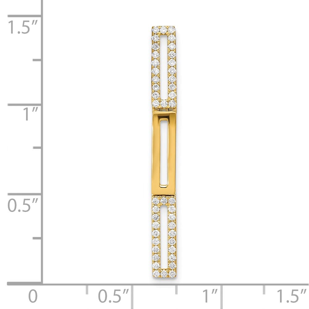 14K Yellow Gold Polished 1/5 ct Diamond Rectangle Link Chain Slide
