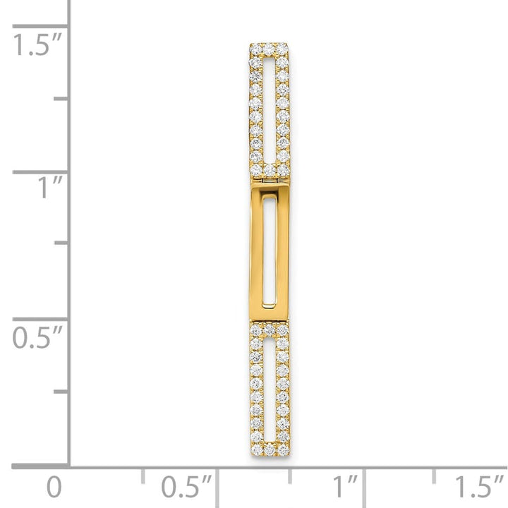 14K Yellow Gold Polished 1/5 ct Diamond Rectangle Link Chain Slide